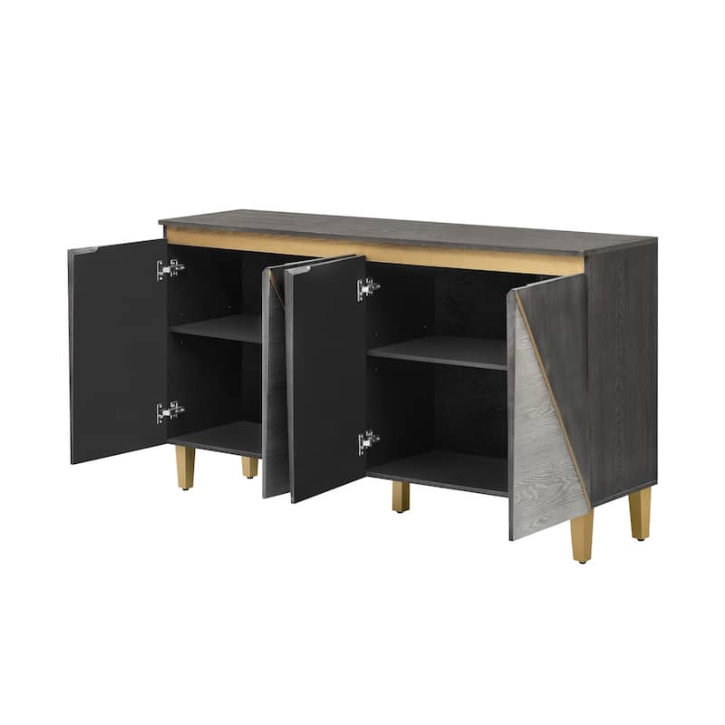 Mid-Century Art Deco 4-Door Sideboard with Adjustable Storage by Harper&Bright Designs
