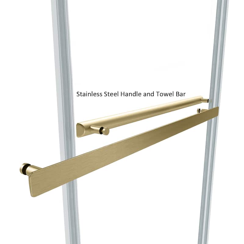 Spezia 56"W x 76"H Sliding Frameless Shower Door in Brushed Gold