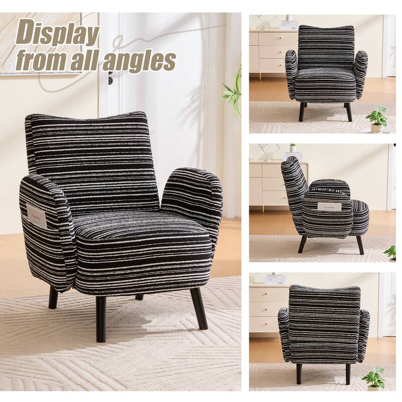Vanity Chair Dressing Chair Black Coffee Chair, Distinctive Side Chair Reading Chair Dining Chair with Side Pocket