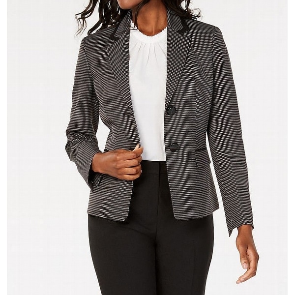 Le Suit Womens Blazers Black Size 4 Notched-Lapel Two-Button Printed. Opens flyout.