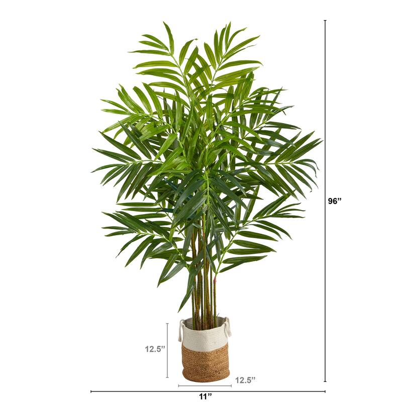8Ft King Palm Tree Artificial Indoor Outdoor, Realistic Faux Palm Tree with Planter, Living Room Decor