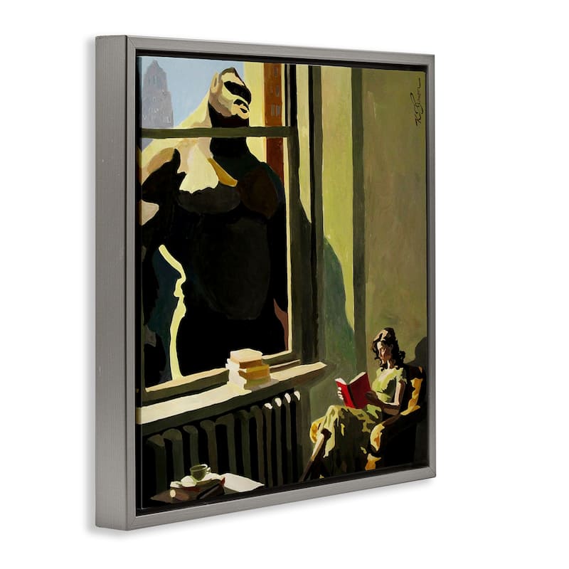 Stupell Gorilla in Window Scene Framed Floater Canvas Wall Art Design By Keith Thomson