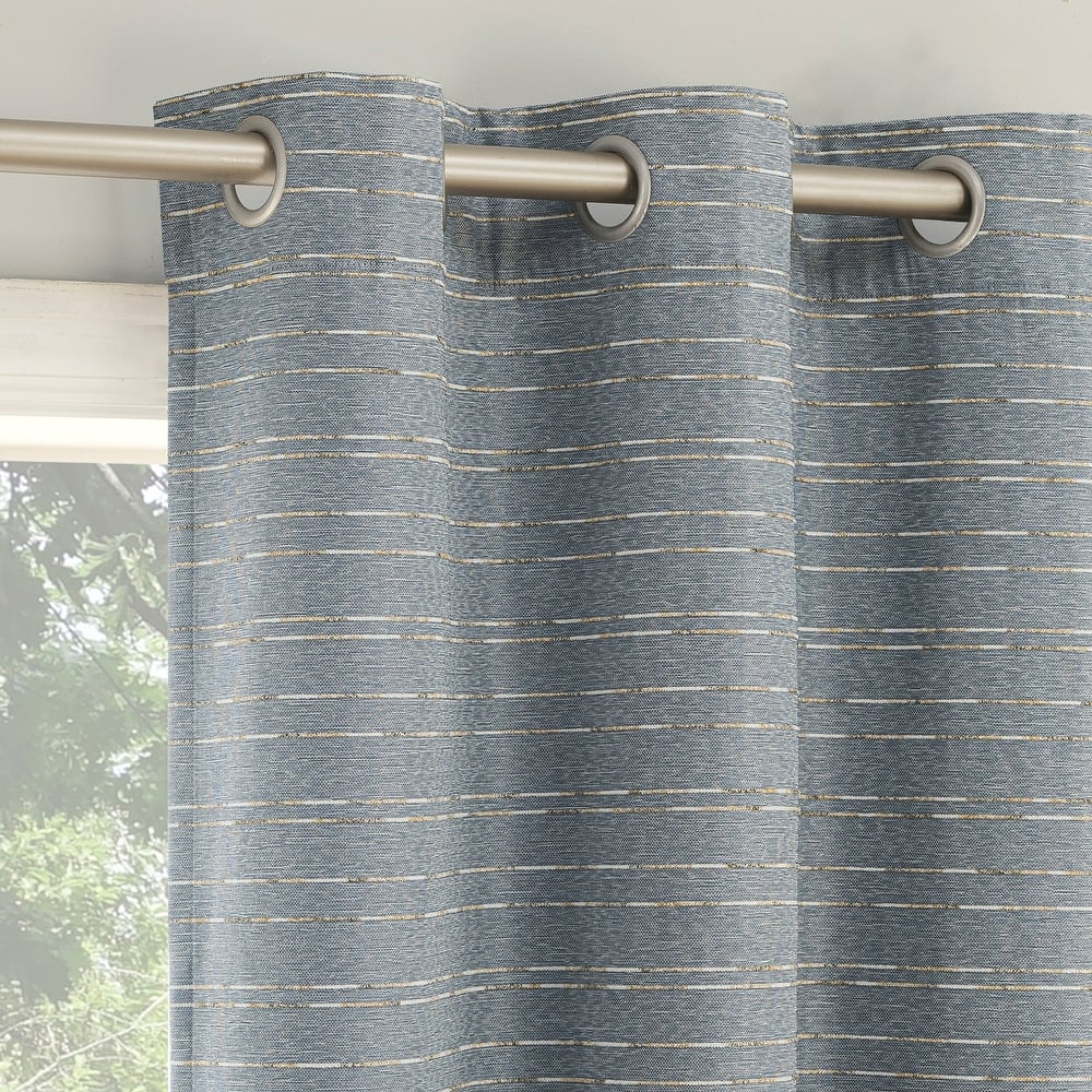 Sun Zero Dresden 2-Piece Slub Detail Magnetic Closure Total Blackout Grommet Curtain Panel Pair