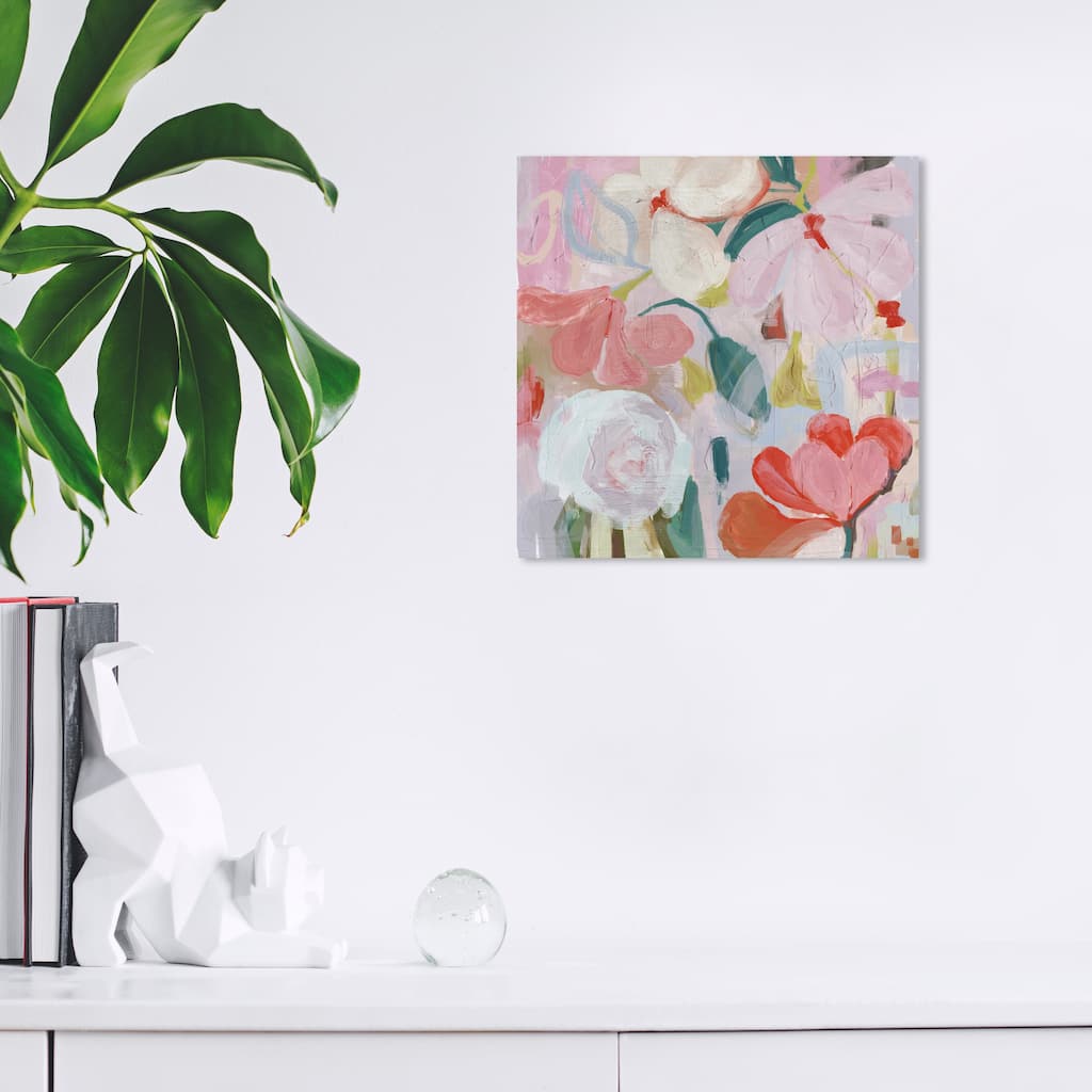 Wynwood Studio Canvas Abstract Blush Floral Foliage Pink and Light Red Modern & Contemporary Wall Art Canvas Print