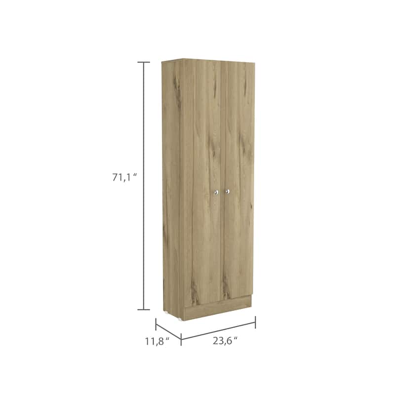 Multi-Storage Single-Door Pantry Cabinet with 5 Internal Shelves, Dark Brown - N/A