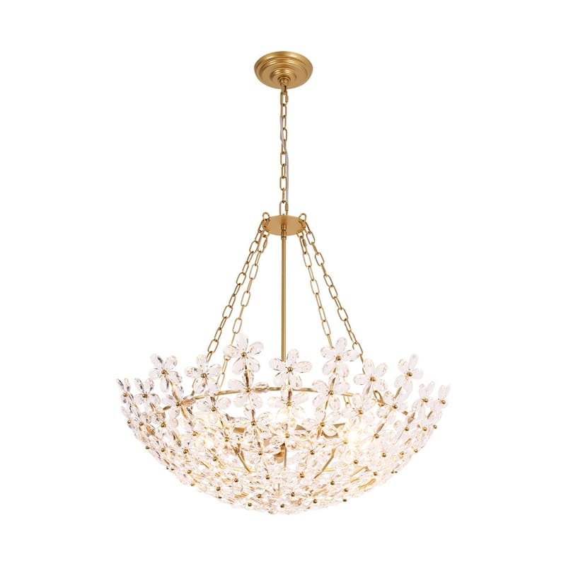 Glam Luxury Sculptural Faceted Crystal Flower Vine Chandelier 28.7in