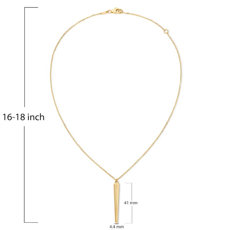 Clover 14K Yellow Gold Vertical Bar Pendant Necklace - Adjustable 16-18"