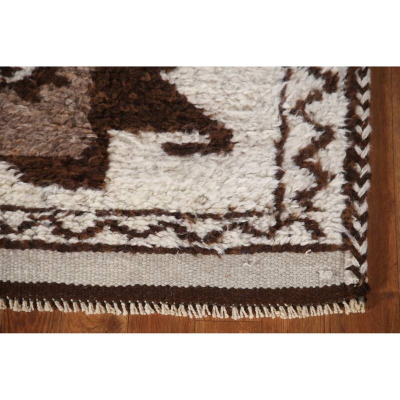 Natural Dye Beige Tribal Anatolian Runner Rug Hand-knotted Wool Carpet - 3'2"x 10'9"