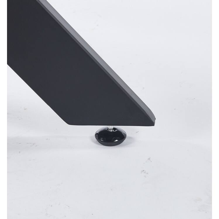 Black Dining Table with cross metal leg and tempered glass,Modern Space Saving Kitchen Table for Living Room