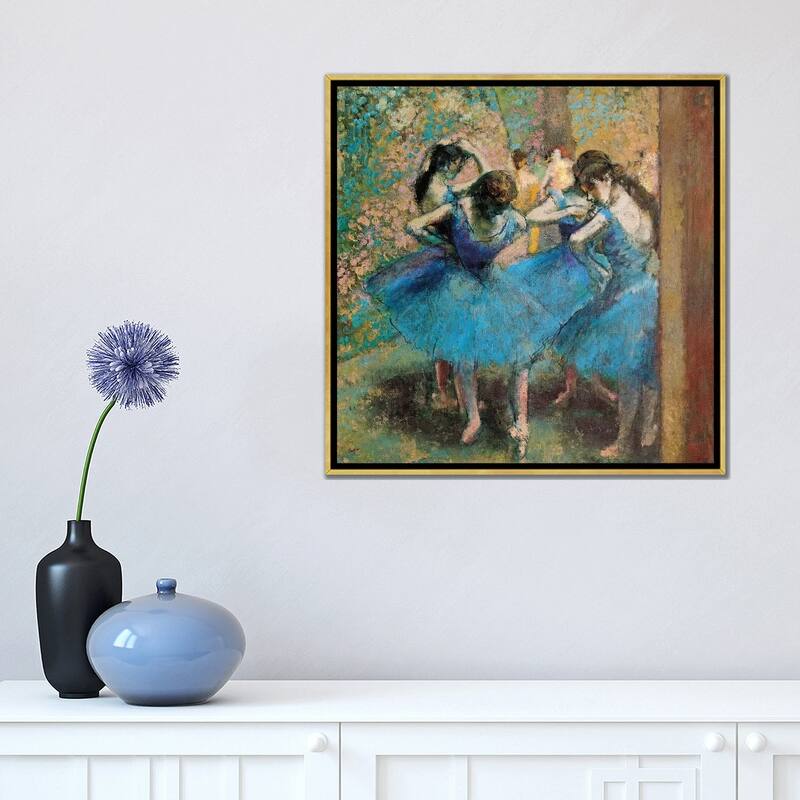 iCanvas "Dancers In Blue, 1890" by Edgar Degas Framed Canvas Print