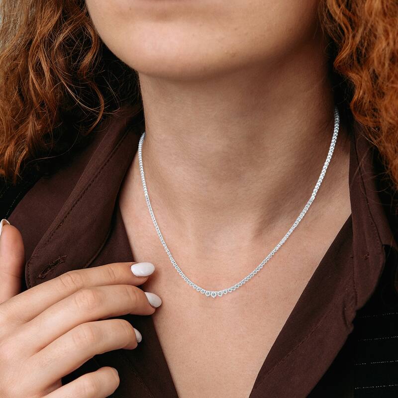 Marquee 5 Carat TW Graduated Diamond Tennis Necklace in 14K White Gold