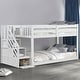 preview thumbnail 1 of 1, Furniture of America Chalina Modern Pinewood Twin over Twin Low Profile Bunk Bed with 3-Drawer Reversible Storage Staircase White