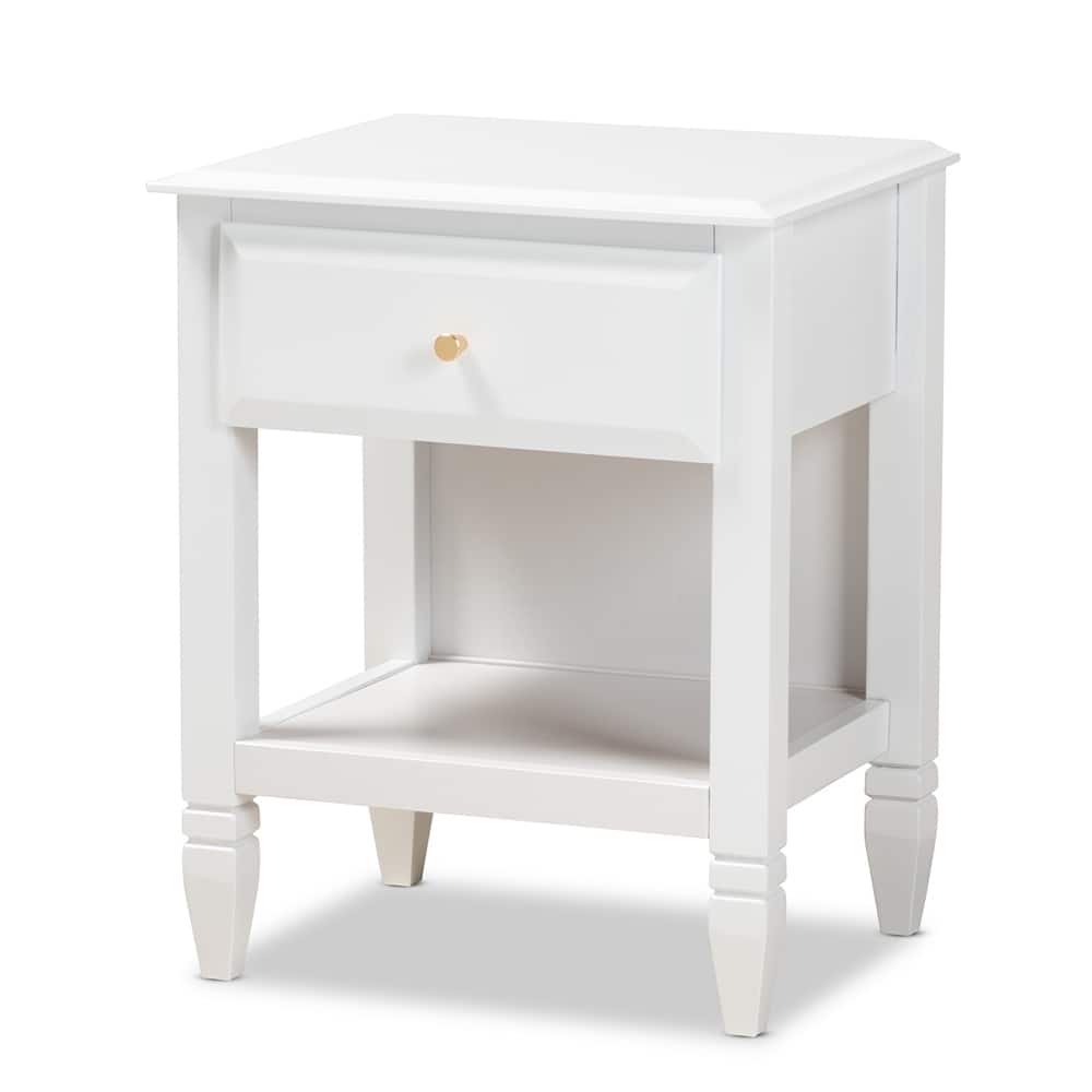 Naomi Classic and Transitional White Finished Wood 1-Drawer Bedroom Nightstand