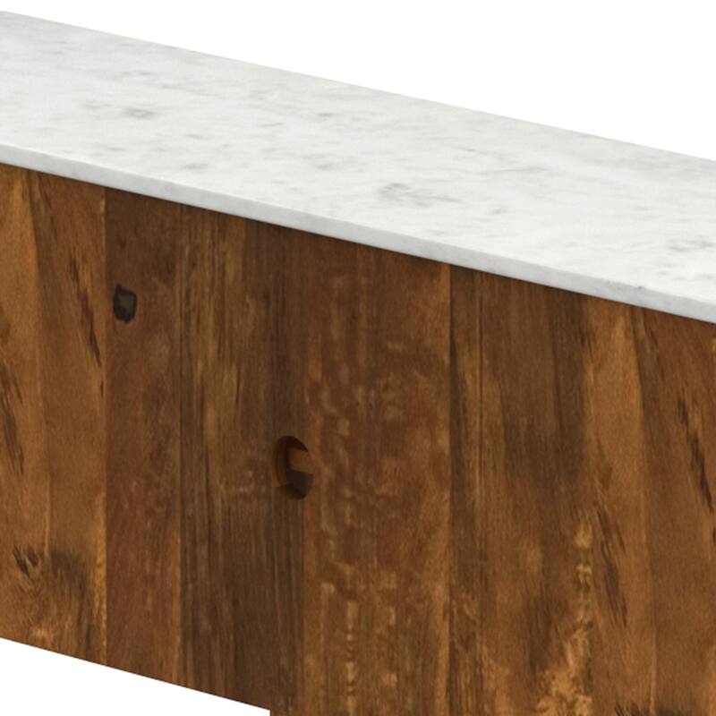 Mid-Century Modern Solid Wood & Marble Media Cabinet