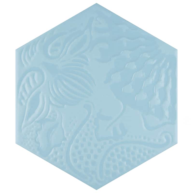 Merola Tile Gaudi Lux Hex Aqua 8-5/8" x 9-7/8" Porcelain Floor and Wall Tile - Case (25 Tiles)