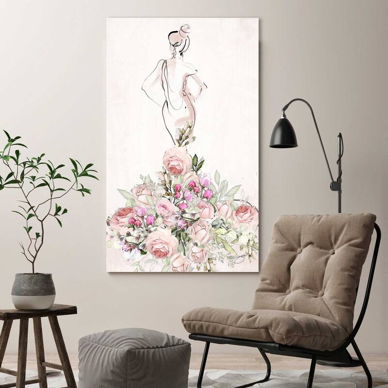 "Floral Wedding Dress" by Jodi Print on Canvas