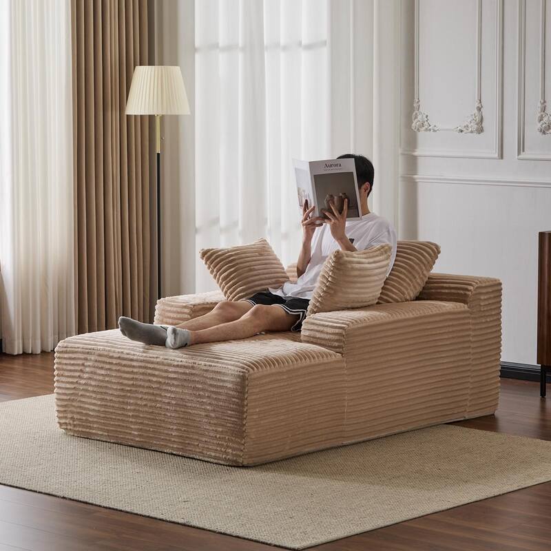 Oversized Chaise Lounge Chair Cozy Cloud Couch,Upholstered Sleeper Sofa Daybed With 3 Throw Pillows And Wide Armrest