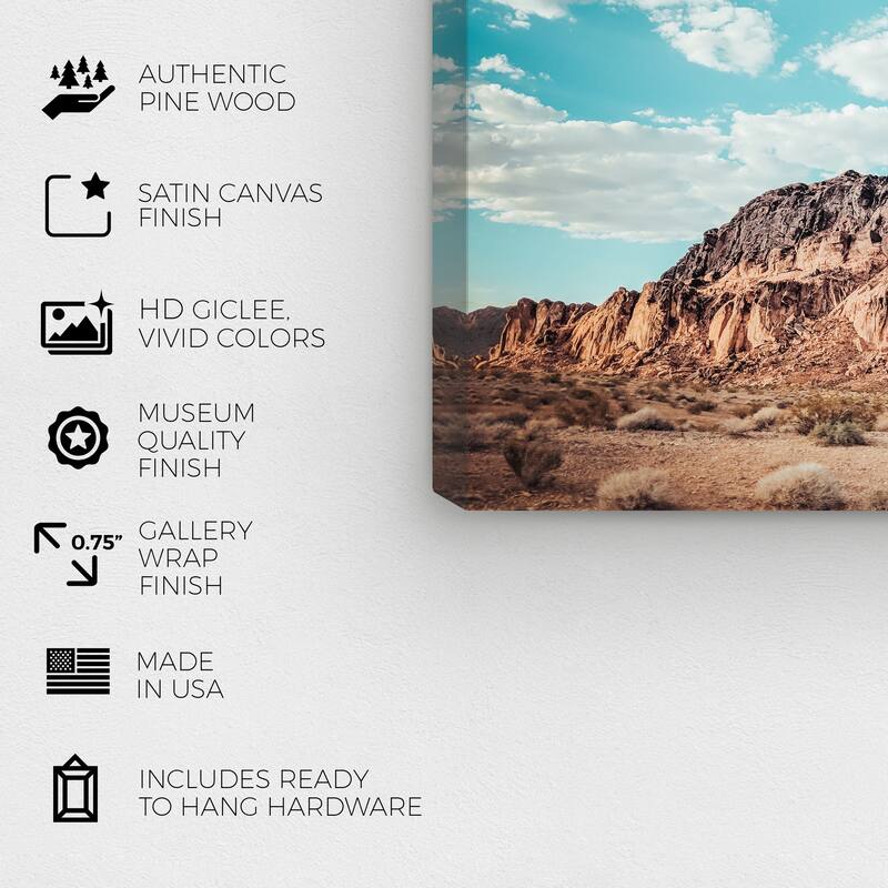 Wynwood Studio Canvas Nature and Landscape Rocky Hills Blue and Rustic Wall Art Canvas Print