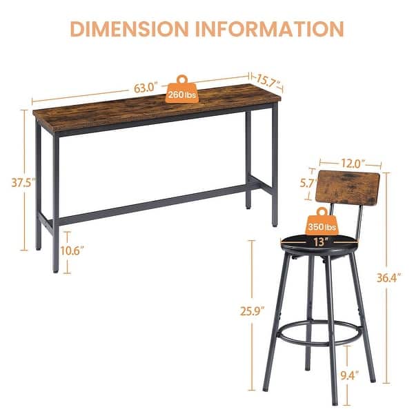 dimension image slide 0 of 2, 4-Piece Bar Table Set, Counter Height Dining Set