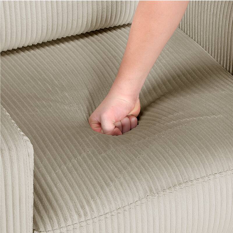 Caspian 76.5" Corduroy Living Room Sofa - Wood Finish Exposed Feet