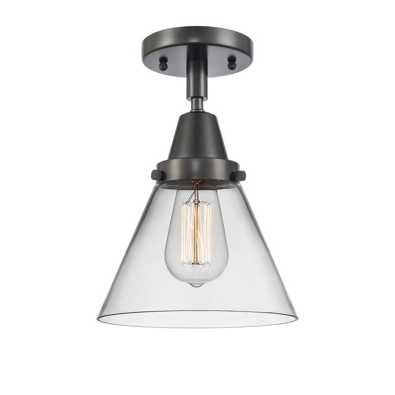 Innovations Lighting Caden Cone - 1 Light 8" Flush Mount - Clear/Matte Black