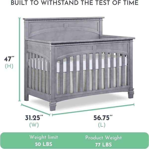 Evolur Santa Fe Storm Grey 5-in-1 Convertible Crib
