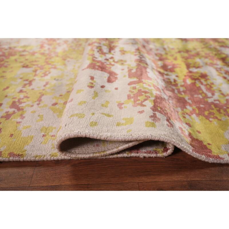 Contemporary Abstract Indian Square Rug Handmade Wool Carpet - 8'0" x 8'1"