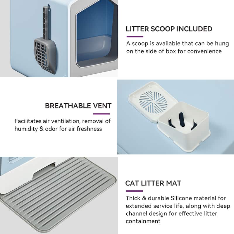 Moasis House-Like Cat Litter Box with Pads