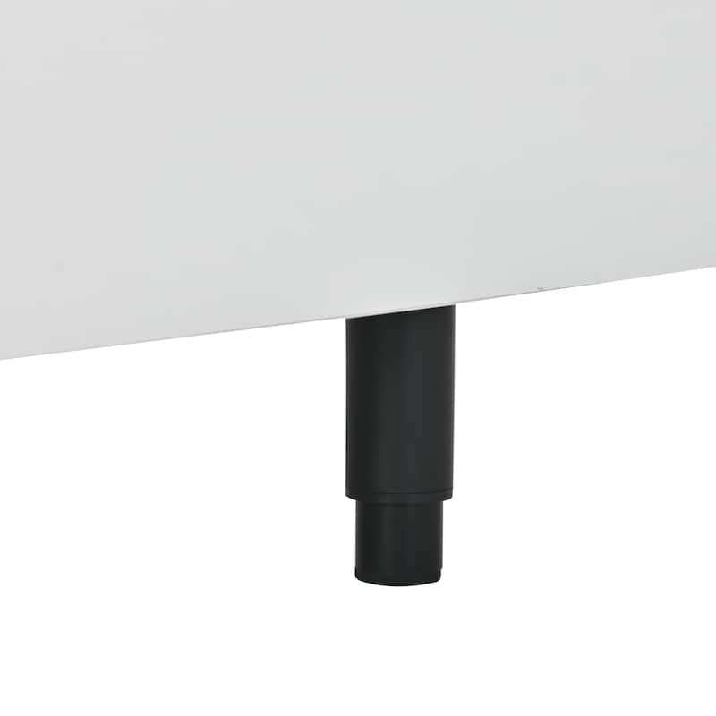 White Modern Style Extendable TV Stand with Three Drawers and Shelf for TVs Up to 80"
