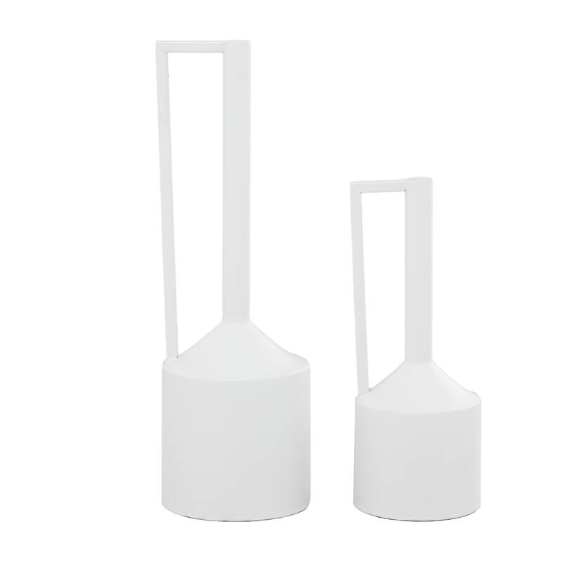 Metal Decorative Vase with Handles - Set of 2 Black, White, Gold, Silver - CosmoLiving by Cosmopolitan