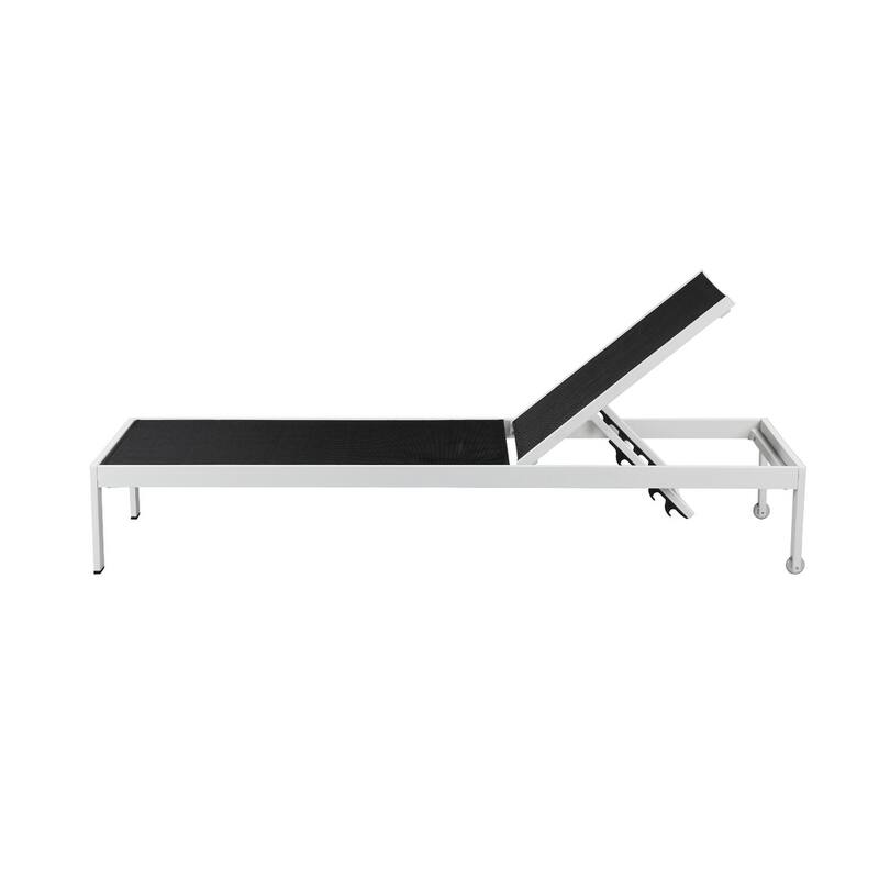 Anodized Aluminum Modern Patio Lounger in White and Black
