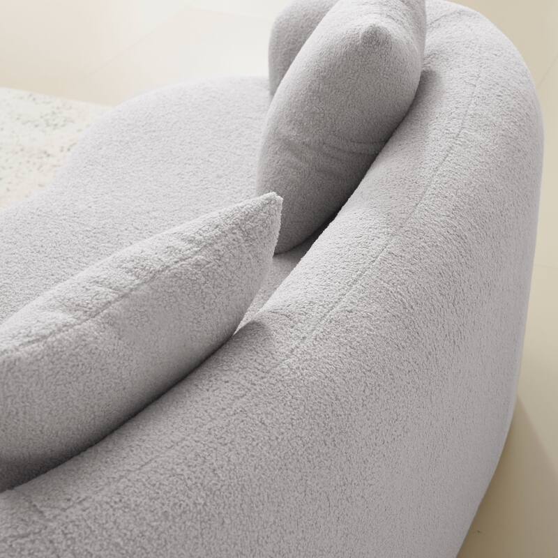 Cloud-like Curved Loveseat Sofa Teddy Fabric Compression Couch