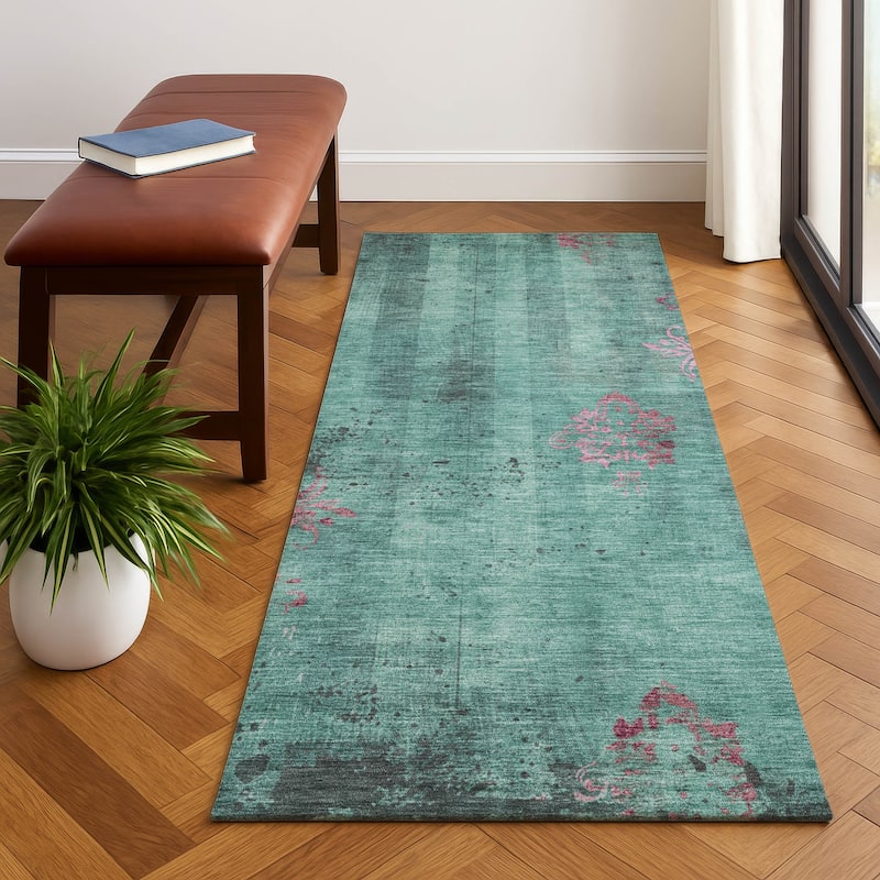 Premium Washable Super Soft Modern Glam Mayfield Rug - Seafoam - 2'3" x 7'6"