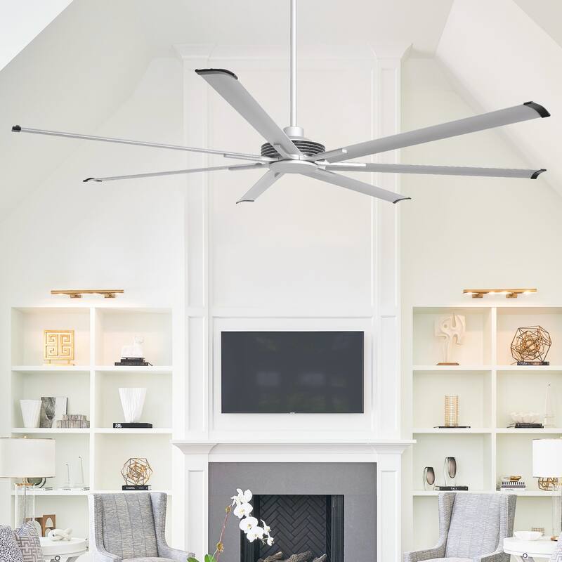 100" Indsutrial Black/ Silver/ White Extra Larger Commercial Ceiling Fan with Remote - Silver