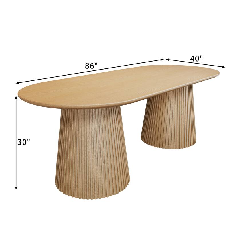 86" Double Pedestal Oval Dining Table