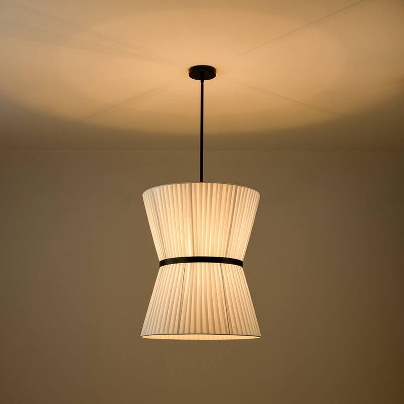 Chic Modern 2-Light Hourglass Pleated Fabric Pendant - 19.7 in