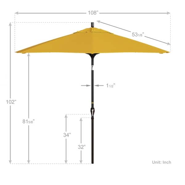 dimension image slide 1 of 20, Pompano 9ft Crank Lift Push Button Tilt Round Patio Umbrella by Havenside Home, Base Not Included