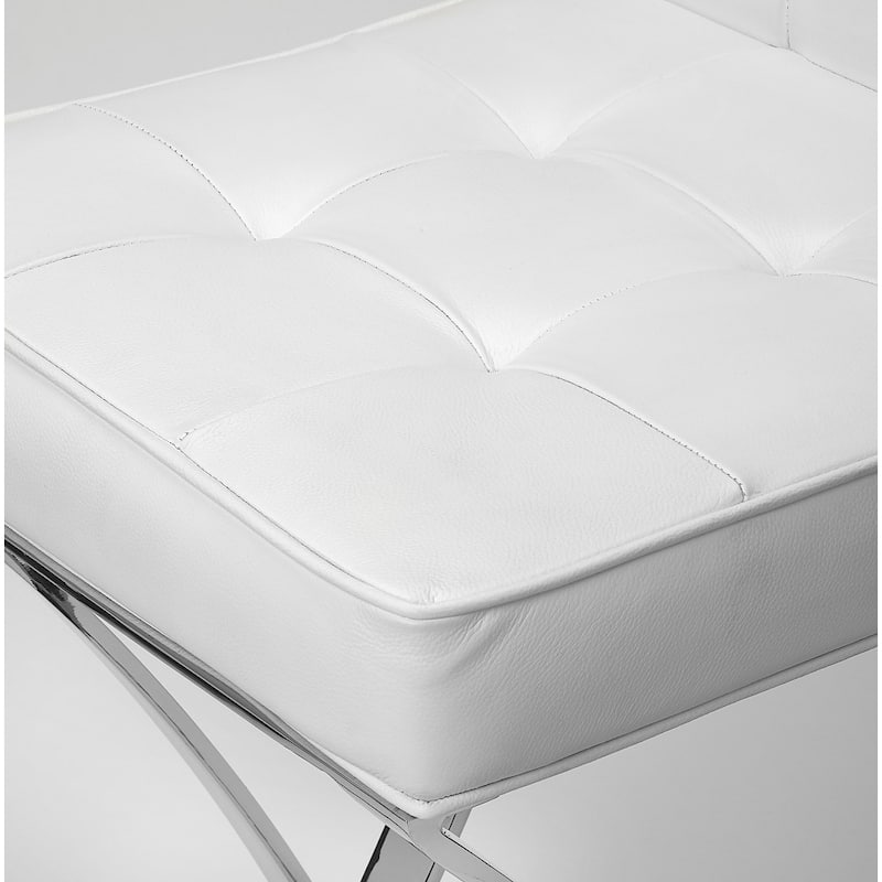Modern White Faux Leather Bar Stool - 40.5"H x 16.5"W x 19"D