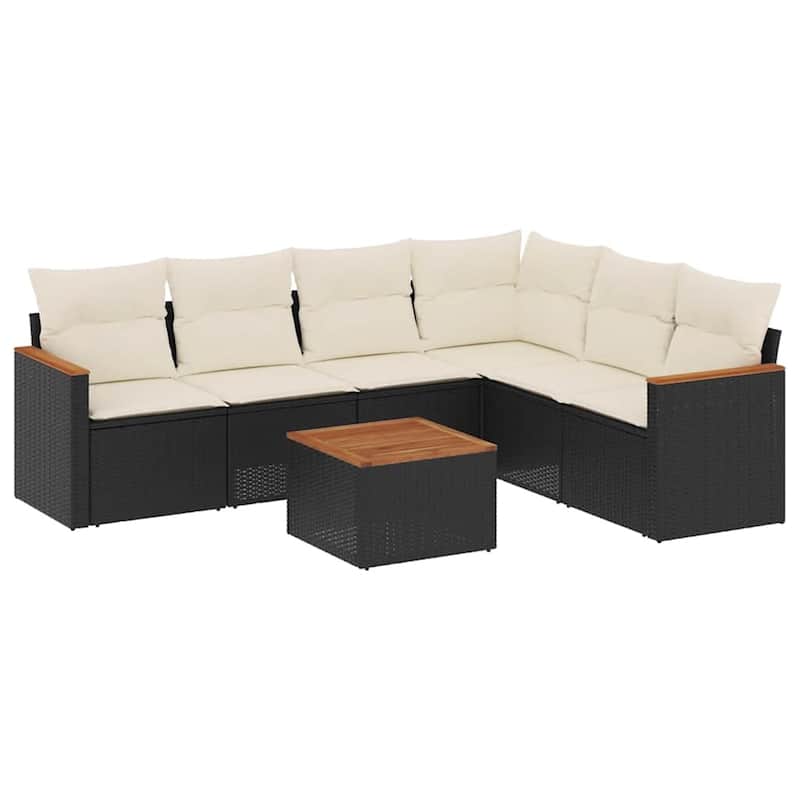 vidaXL Patio Sofa Set with Cushions Outdoor Conversation Furniture Poly Rattan