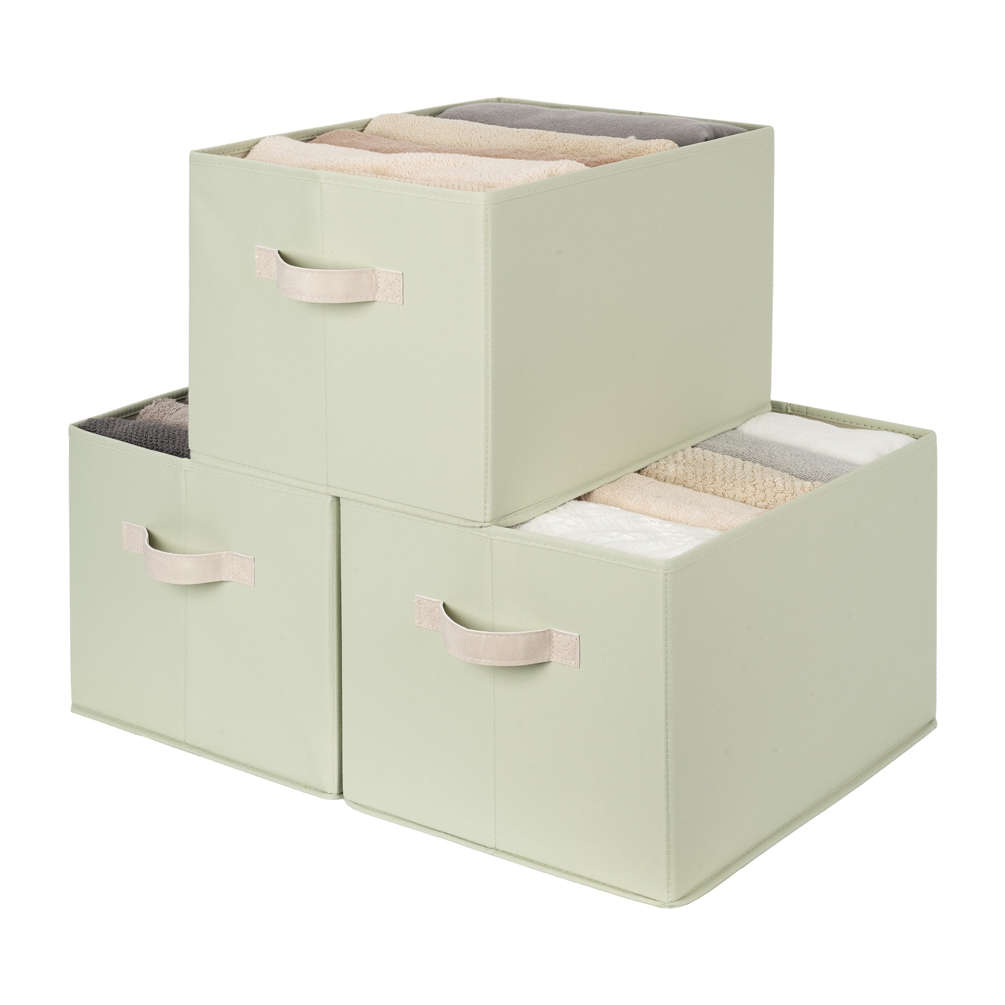 3-pack Fabric Closet Storage Bins with Handles, Clothes Organizer