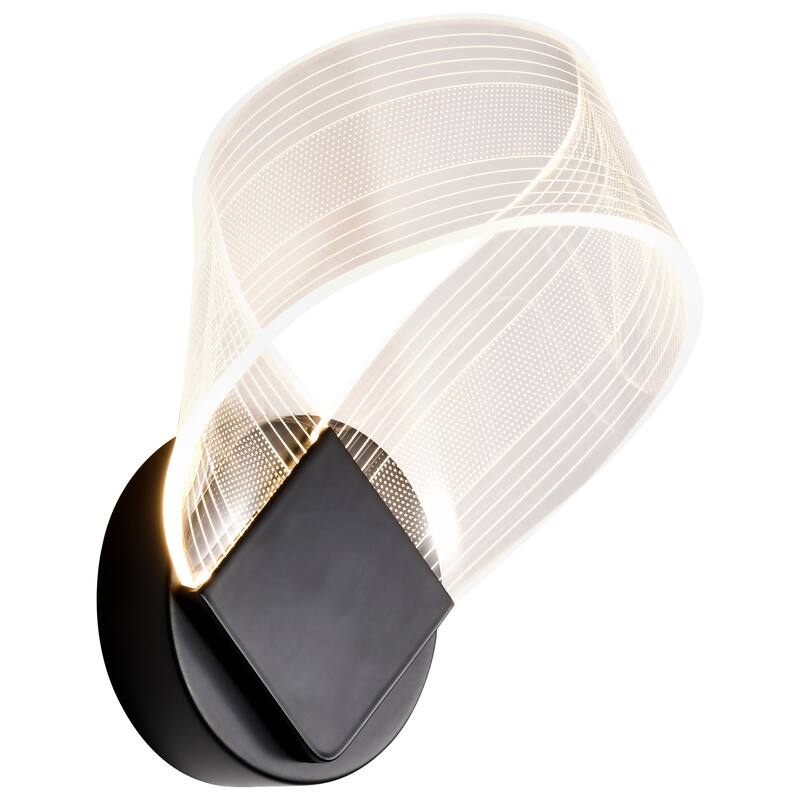 Barnett LED Wall Sconce Matte Black Silk Screened Acrylic Lens