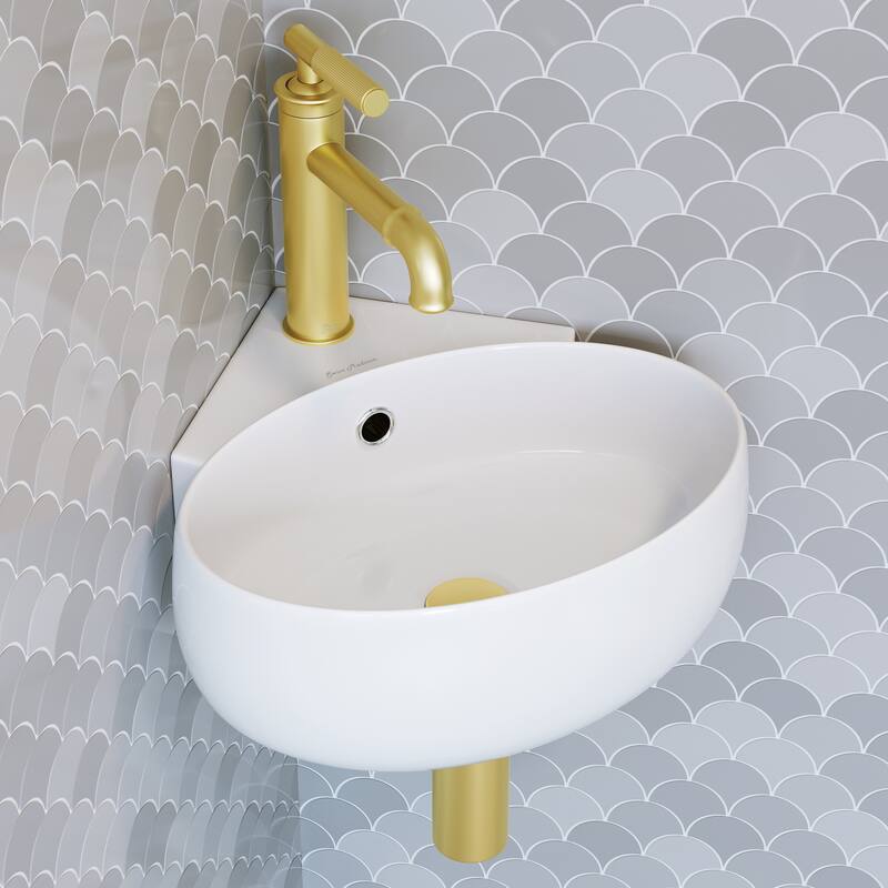 Nantes Corner Wall Hung Sink - 14.15" x 14.95" 5.9"