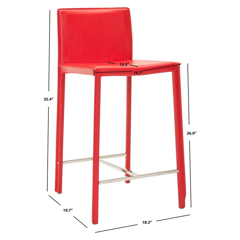 SAFAVIEH Jeraldine Mid-Century 26-inch Ave White Counter Stool (Set of 2) - 18.3" x 19.7" x 35.4" - 18Wx20Dx35H