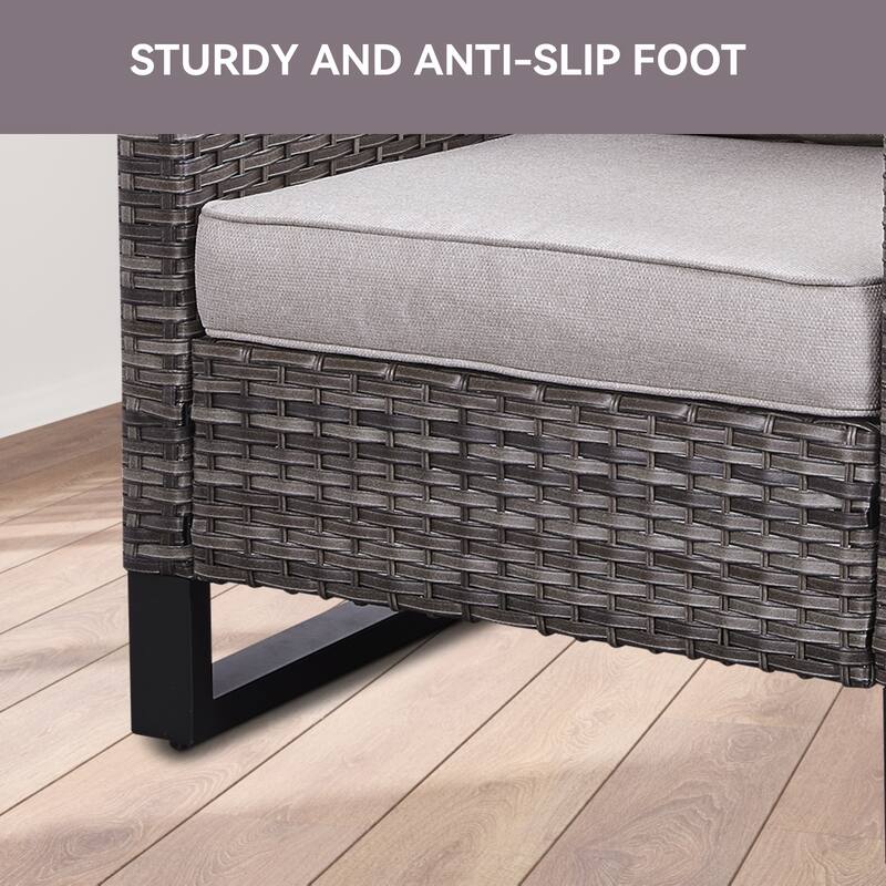 3 Pieces Outdoor Wicker Sofa with Ottomans