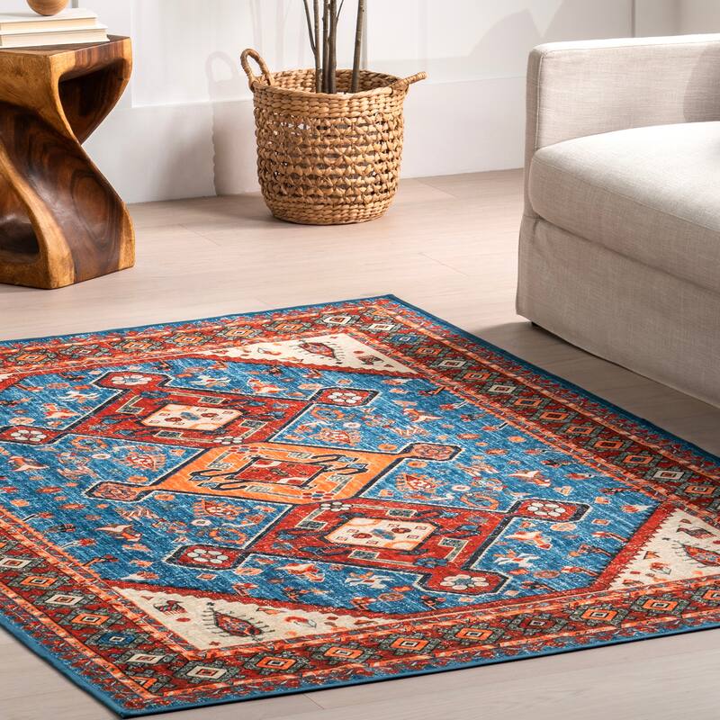 Nuloom Idell SpinClean Persian Medallion Machine Washable Area Rug