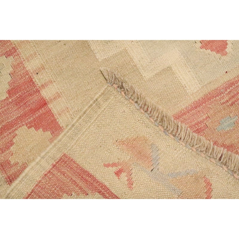 Hand Woven Oriental 100% Wool Carpet Southwestern Tribal Beige & Ivories Kilim Runner Rug - 10' 0'' X 2' 9''