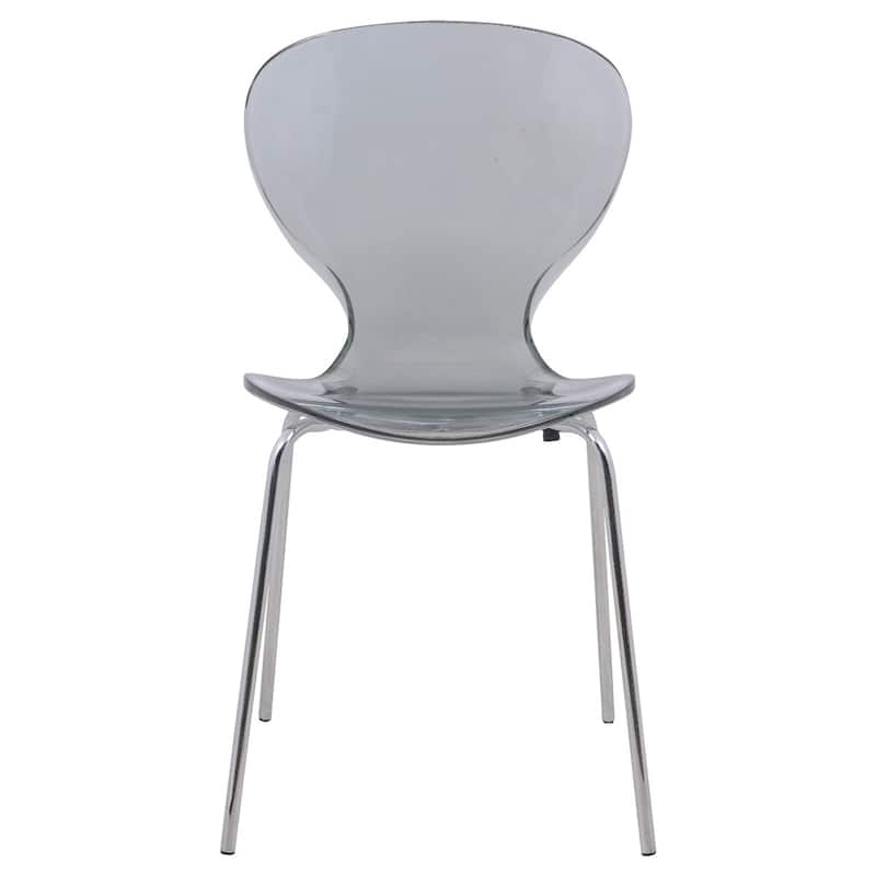 Stackable Plastic Dining Chair with Chrome Legs Set of 4 Transparent Accent Side Chair for Indoor and Outdoor