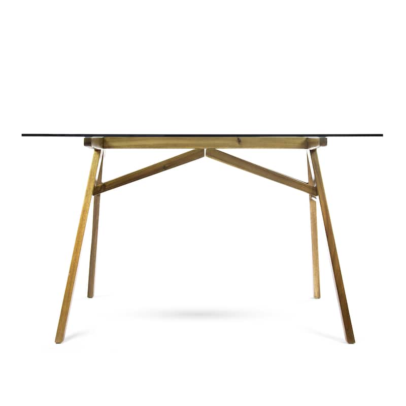 Croxton Mid-Century Glass and Acacia Wood Desk by Christopher Knight Home