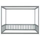 preview thumbnail 33 of 32, Full Size Pine Wood Canopy Frame Floor Bed with Guardrails