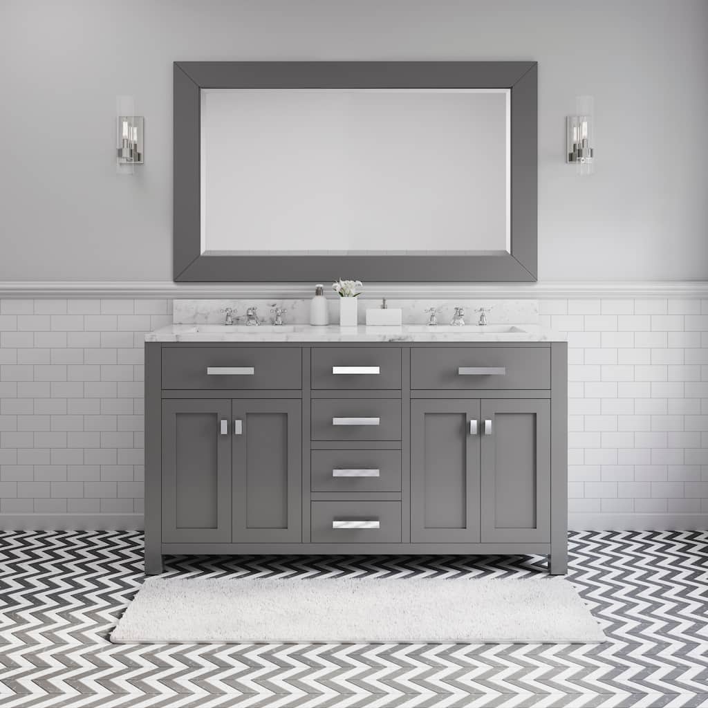 Water Creation Madison 60-inch Cashmere Grey Double Sink Bathroom Vanity